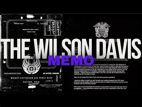 davis wilson notes|Complete Summary of Wilson Davis Memo : r/UFOs